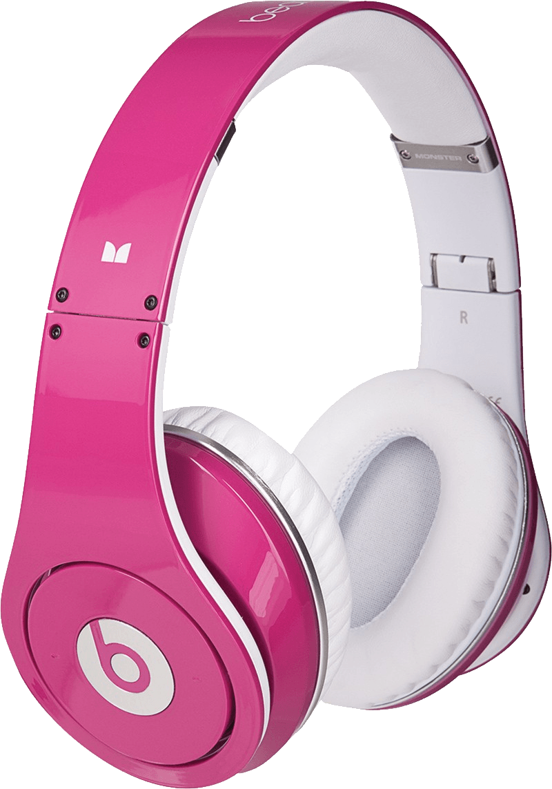 pink colored headphones